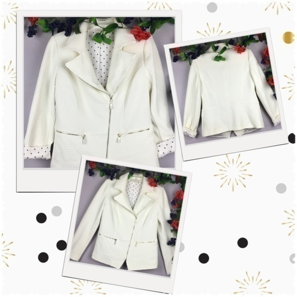NWOT Chico’s Snow White Waffle Fabric Blazer Jacket Coat Size 0 (Small Size 4)